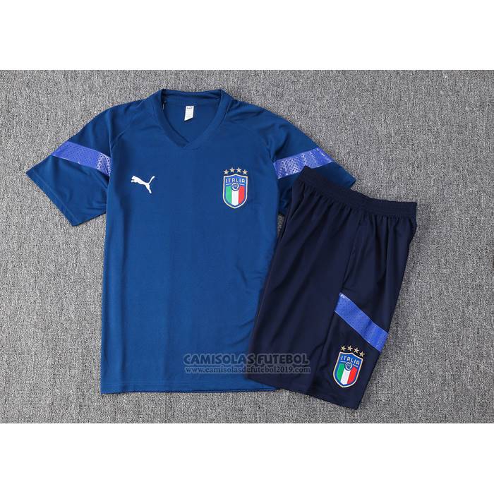 Fato de Treino Italia Manga Curta 2022-2023 Azul - Calcas Curta